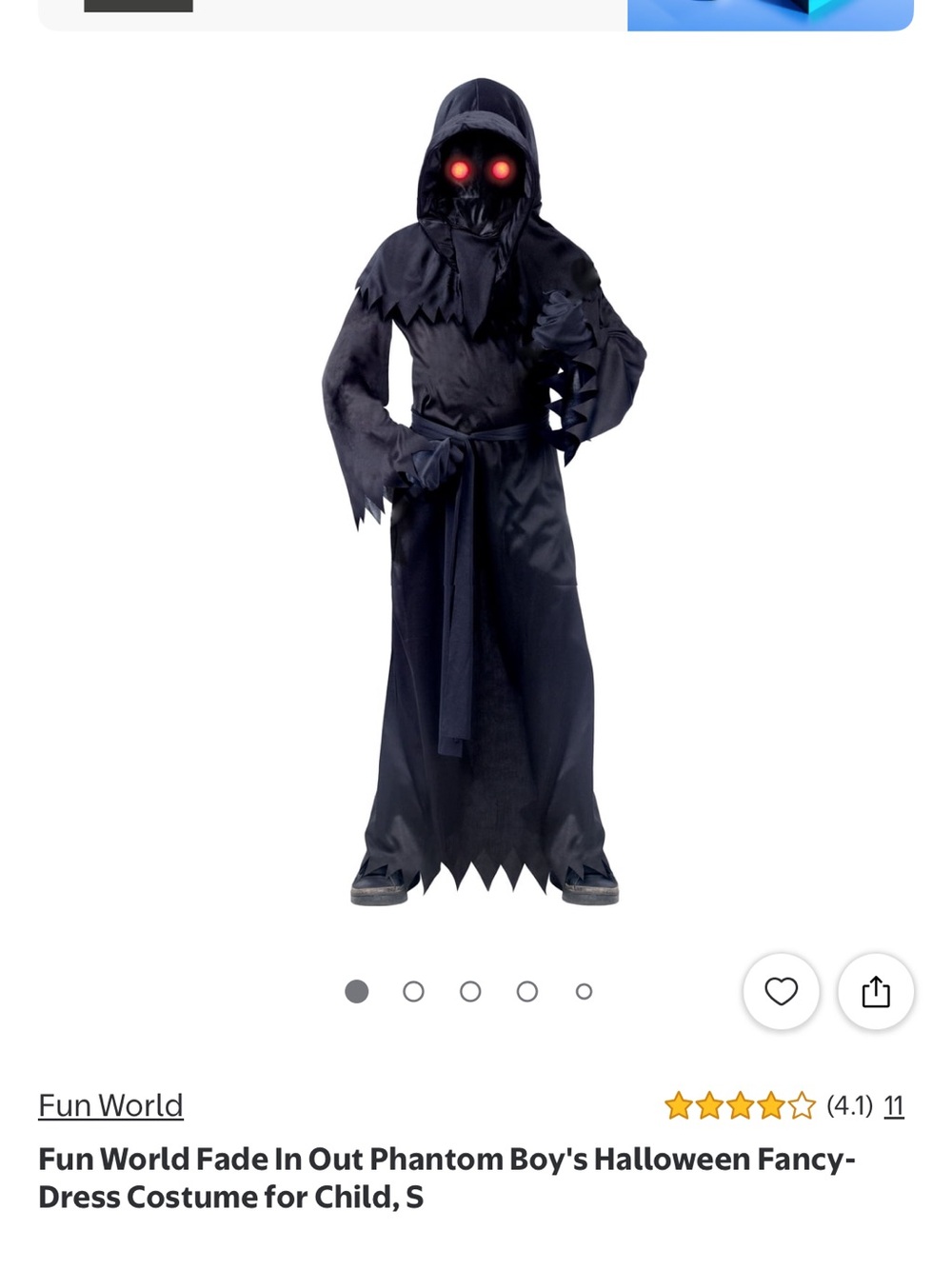 Boys' Fade In Out Phantom Black Hooded Costume